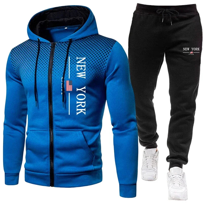 Men's Jacket Tracksuit Casual Zip Hooded Sweatshirts Dot Coat Outdoors
