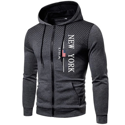 Men's Jacket Tracksuit Casual Zip Hooded Sweatshirts Dot Coat Outdoors