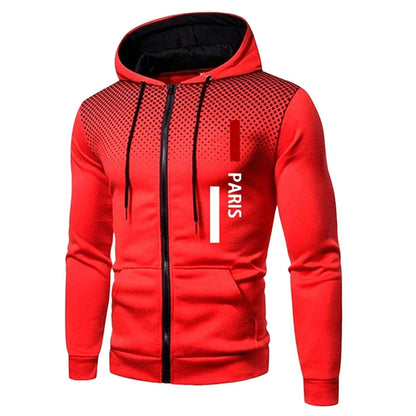 Men's Tracksuit Casual Zip Dot Hooded Sweatshirts Coat Outdoors Sports