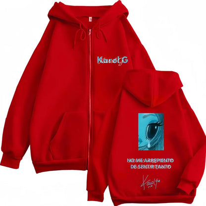 Karol G Album No Me Arrepiento De Sentir Tanto 2026 Zipper Hoodie Men