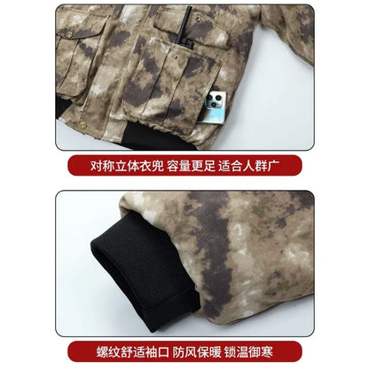 Men Winter Fleece Lined Camouflage Work Suit Thick Windproof Cold
