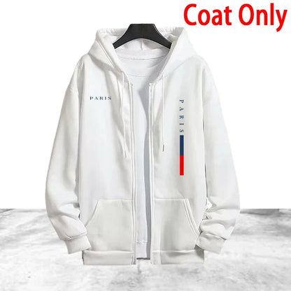 Men's Coat Tracksuit 2 Pcs Set Casual Zip Hooded Sweatshirt Street