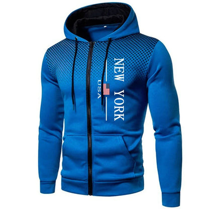 Men's Jacket Tracksuit Casual Zip Hooded Sweatshirts Dot Coat Outdoors