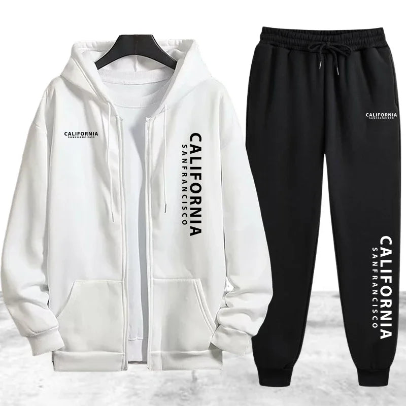 Tracksuit Men's Printing Casual Zip Hooded Sweatshirts Coat Outdoors