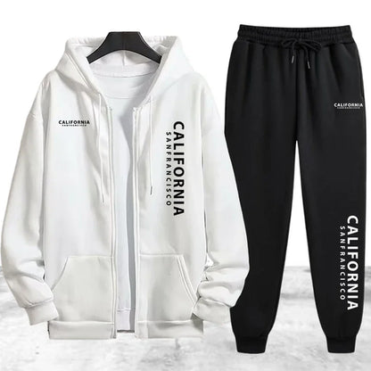 Tracksuit Men's Printing Casual Zip Hooded Sweatshirts Coat Outdoors