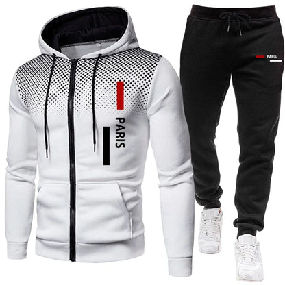Men's Tracksuit Casual Zip Dot Hooded Sweatshirts Coat Outdoors Sports