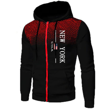 Men's Jacket Tracksuit Casual Zip Hooded Sweatshirts Dot Coat Outdoors