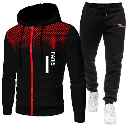 Men's Tracksuit Casual Zip Dot Hooded Sweatshirts Coat Outdoors Sports
