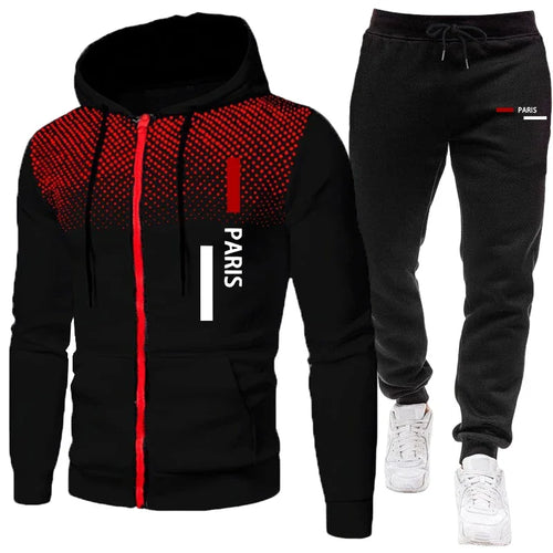 Men's Tracksuit Casual Zip Dot Hooded Sweatshirts Coat Outdoors Sports
