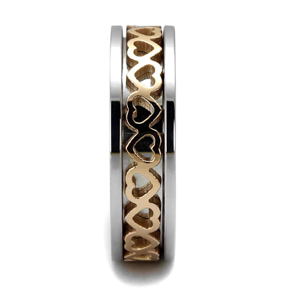 TK2398 - Two-Tone IP Rose Gold Stainless Steel Ring with No Stone