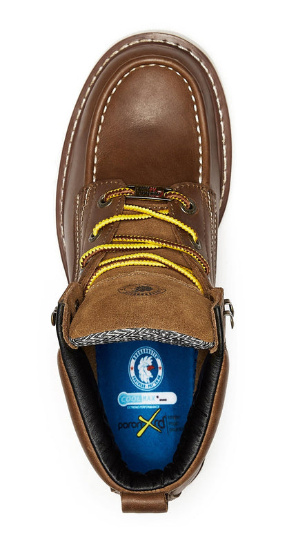 ROCKROOSTER Edgewood Men's 6 inch Brown steel toe waterproof wedge