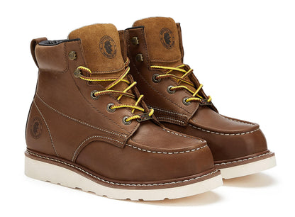 ROCKROOSTER Edgewood Men's 6 inch Brown steel toe waterproof wedge