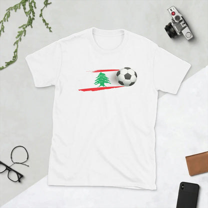 Lebanese Soccer Ball Lebanon Flag Men's T Shirts  Funny Tees Short Sleeve Round Collar T-Shirt Pure Cotton Printed Tops