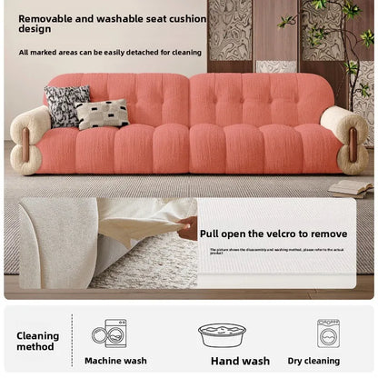 Removable and washable living room chenille French cream, retro wind marshmallow fabric sofa