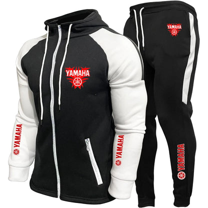 YAMAHA  Men's Racing Suit Outdoor Quick-Drying Comfortable Oversized Hooded Jacket Fitness Sweatpants Two-Piece Training Set