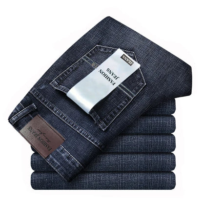 2026 New Style Business Men's Jeans Casual Straight Stretch Fashion Classic Blue Black Work Pant Denim Trousers Male Clothing