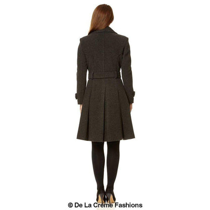 Faux Wool Blend Double Breasted Coat (1201)