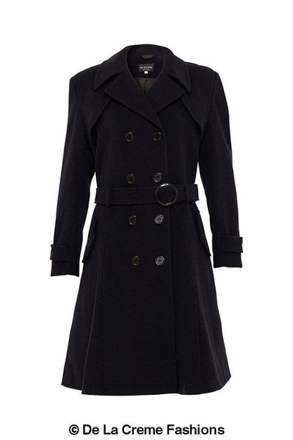 Faux Wool Blend Double Breasted Coat (1201)