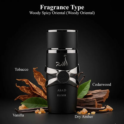Asad Elixir Men EDP Perfume 100ml, Spicy Woody Oriental Long Lasting Arabian Style Fragrance, Masculine Cologne for Daily & Evening Wear