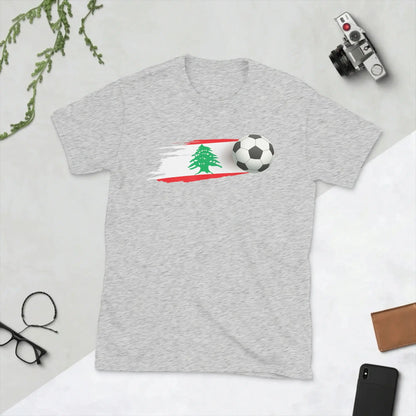 Lebanese Soccer Ball Lebanon Flag Men's T Shirts  Funny Tees Short Sleeve Round Collar T-Shirt Pure Cotton Printed Tops