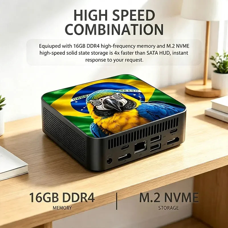 Powerful Portable Gaming Mini PC New Mexico Brazil Flag Core i3 6100 16GB 2TB M.2 SSD Win11 4K@60Hz HD