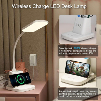 LED Desk Lamp With Wireless Charger White 800 Lumen
