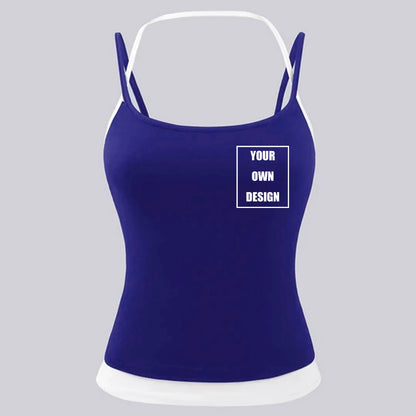 DIY Custom Graphic Logo women Color Blocking Vests Soft Singlet Halter Tops Fashion Slimming Vest Fitness Summer New Clothing
