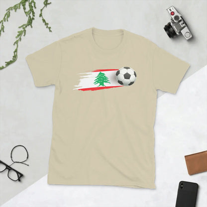 Lebanese Soccer Ball Lebanon Flag Men's T Shirts  Funny Tees Short Sleeve Round Collar T-Shirt Pure Cotton Printed Tops