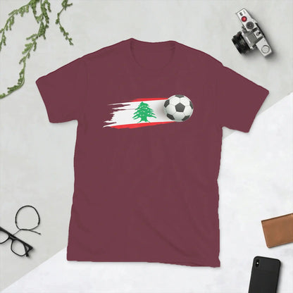 Lebanese Soccer Ball Lebanon Flag Men's T Shirts  Funny Tees Short Sleeve Round Collar T-Shirt Pure Cotton Printed Tops