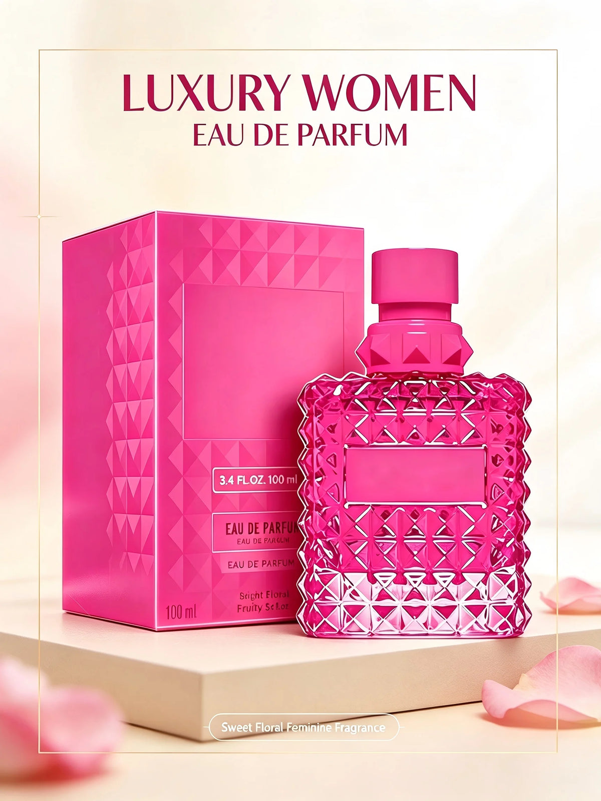 Women Eau de Parfum Perfume 100ml 3.4 fl.oz Luxury Sweet Floral Fragrance Long Lasting Feminine Signature Perfume Spray Romantic Daily Wear Date Night Wedding Party Fall Fashion Back to School Halloween Christmas Valentine's Day Gift For Her