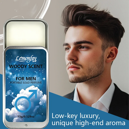 Lemonfay Woody Scent Portable Solid Perfume for Men 15g, Long Lasting Masculine Fragrance, Fresh Woody Scent for Daily Use