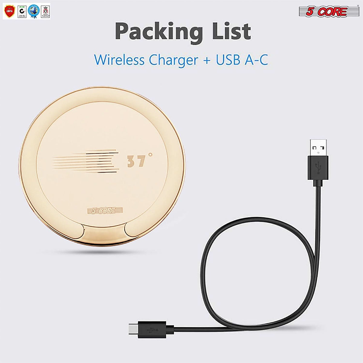 5Core Wireless Phone Charging Pad 15W Qi-Certified Fast Charger Mat