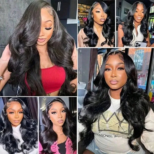36 Inch Body Wave Lace Front Wigs Human Hair 250% Density 13x4 HD Lace Front Pre Plucked Natural Hairline With Baby Hair Brazilian Virgin 5x5 Glueless Human Hair Wigs For Women Natural Black Color Breathable Lace Base With Pre-Plucked Hairline