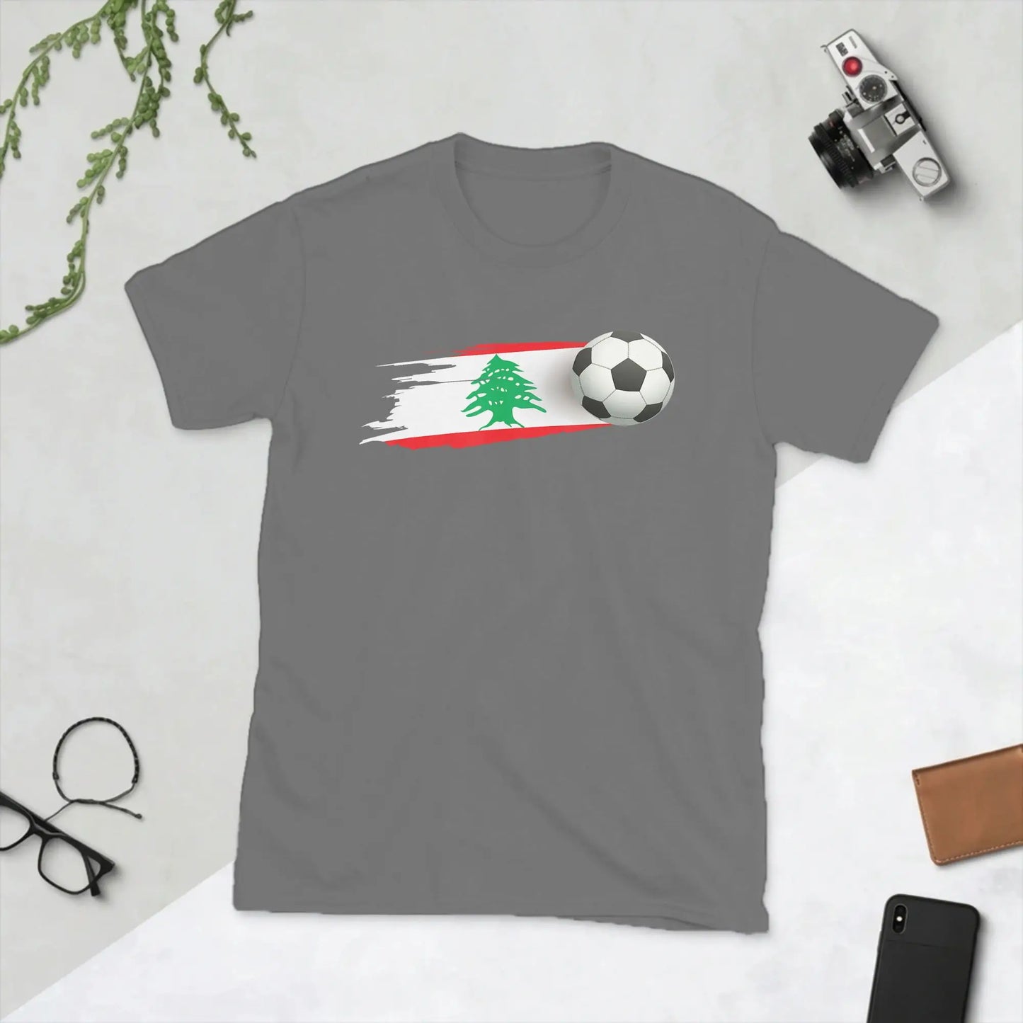Lebanese Soccer Ball Lebanon Flag Men's T Shirts  Funny Tees Short Sleeve Round Collar T-Shirt Pure Cotton Printed Tops