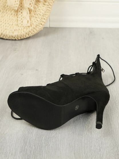 Elegant Lace-Up : High Heel Sandals