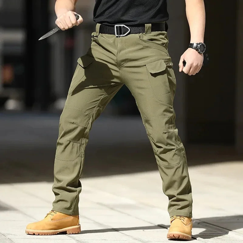 Mens Waterproof Cargo Pants Elastic Multiple Pocket Military Male Trousers Outdoor Joggers Pant Plus Size Tactical Pants Men