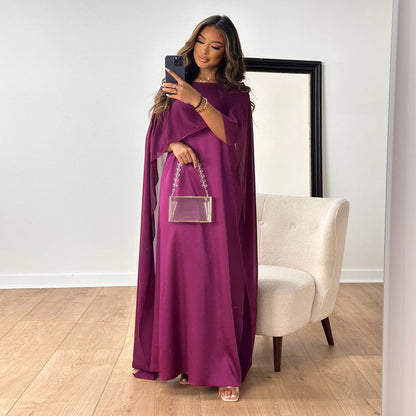 Women High Waist Mesh Satin Dress