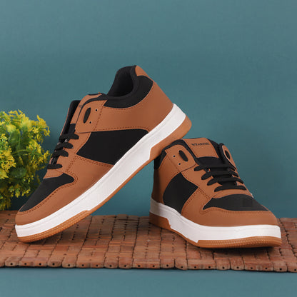 Men Lace Up Running Shoes, Brown (Size-9 UK)