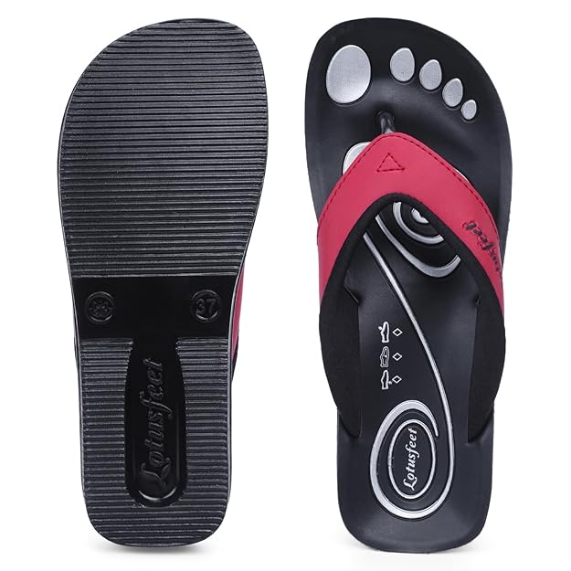 Lotufeet Red Chappal For Women LF0801
