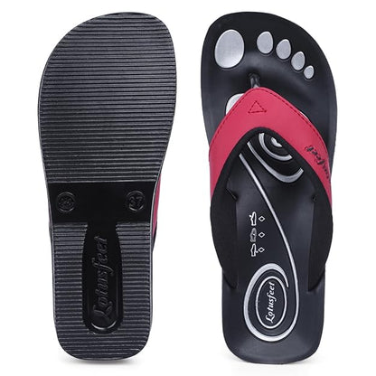 Lotufeet Red Chappal For Women LF0801