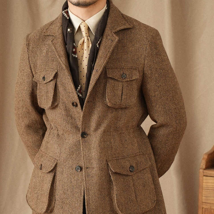 UrbanHaven™ – Men's Collar Safari Jacket for Business & Commute