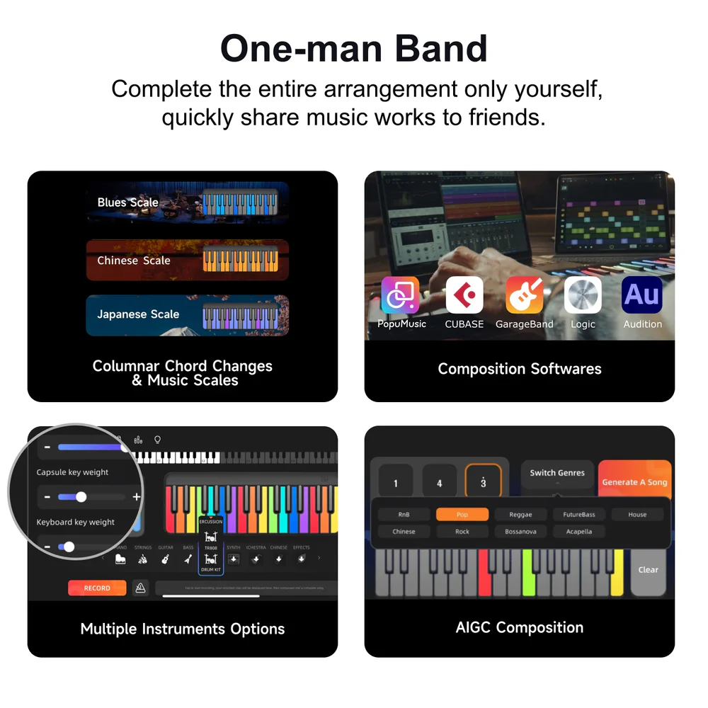 PopuPiano Smart Portable MIDI Keyboard Smart Piano