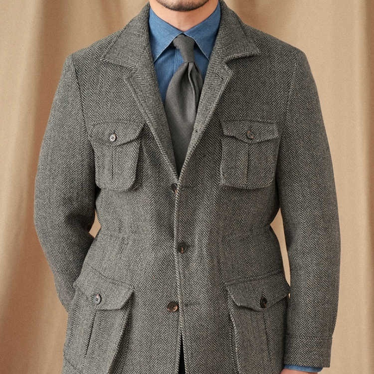 UrbanHaven™ – Men's Collar Safari Jacket for Business & Commute