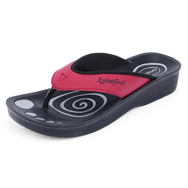 Lotufeet Red Chappal For Women LF0801