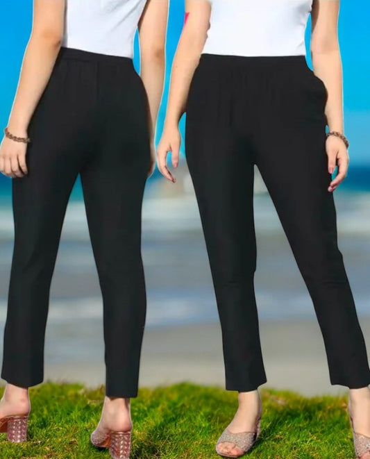 Women’s Slim Fit Ankle Length Pants (2 Pc)