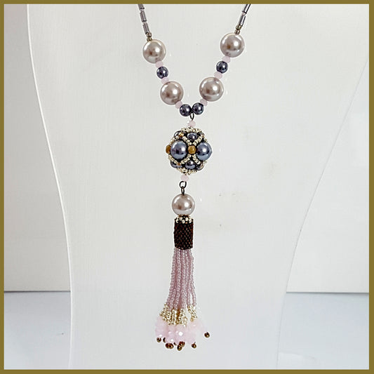 "NEW" Pink Beaded Tassel Haematite