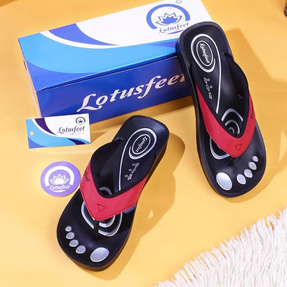 Lotufeet Red Chappal For Women LF0801