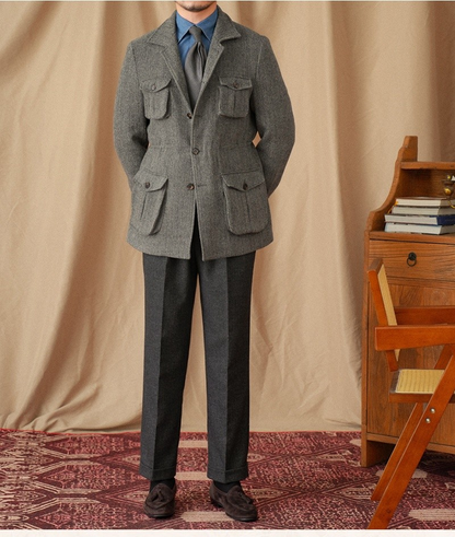 UrbanHaven™ – Men's Collar Safari Jacket for Business & Commute