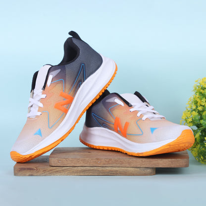 Men Lace Up Running Shoes, Orange (Size-9 UK)