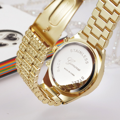 LunaGeneva™ – Rose Gold Crystal Iced-Out Quartz Watch Women